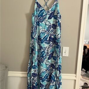 Sigrid Olsen Blue Leaf Print Dress
